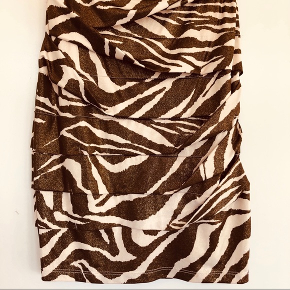 Strapless Brown Cream Gold Micro-mini - Picture 3 of 5